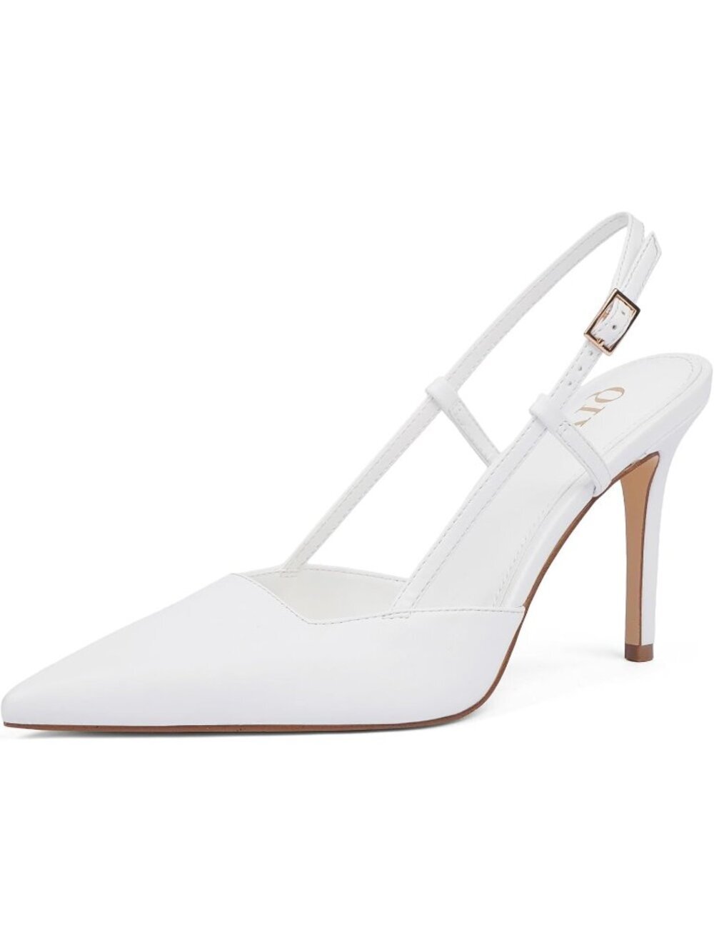 Women's White Stiletto Pointed Toe Sleek Slingback High Heel For Weddings Party